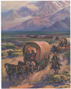 F Grayson Sayre covered wagon train mountains